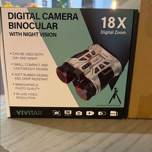 Vivitar 18X Digital Camera Binocular with Night Vision - Black/Silver